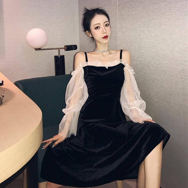 Mesh Sleeve Bodycon Elegant Dress Women Spring Slim Fit Clubwear Party Office Ladies Mini Dresses