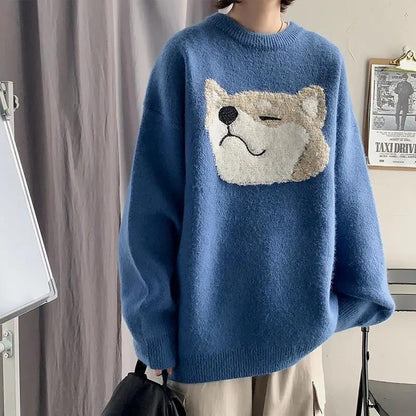 Autumn and Winter Thick Sweater Men's Loose Round Neck Pullover Sweater Casual All-match Warm and Comfortable
