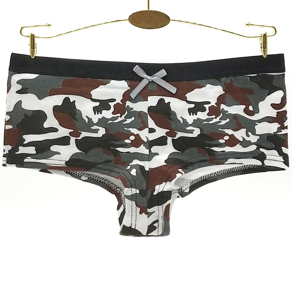 WTEMPO 6 pcs/lot Seamless Panties Women Fashion Panties Cotton Camouflage Print Underwear Army Green