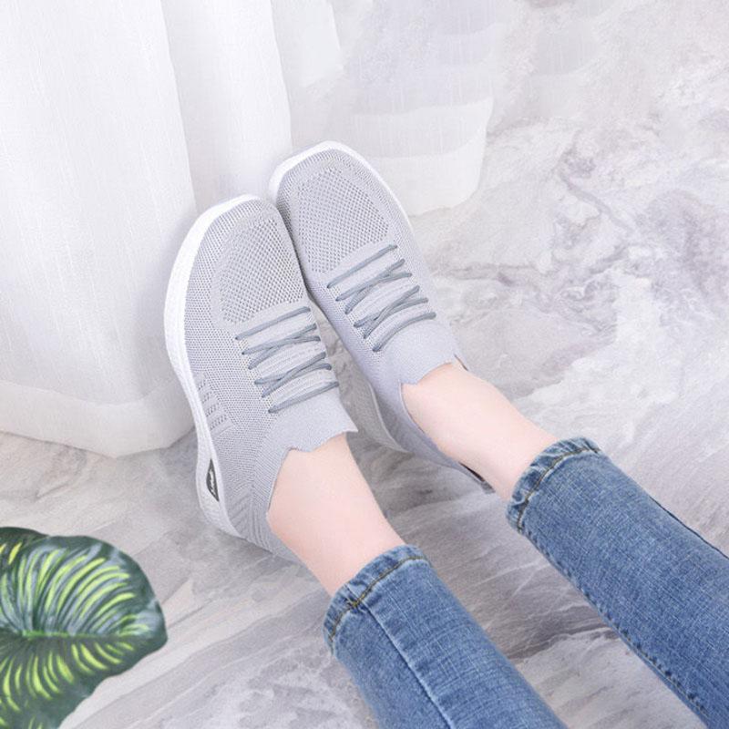 Women's Single Shoes Stretch Mesh Cotton Casual Breathable Sneakers Lazy One-legged Soft-soled Cloth Shoes