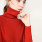 Pofulove Women Turtleneck Pullover Sweater warm loose soft Jumper Winter lady Knitted sweater pink
