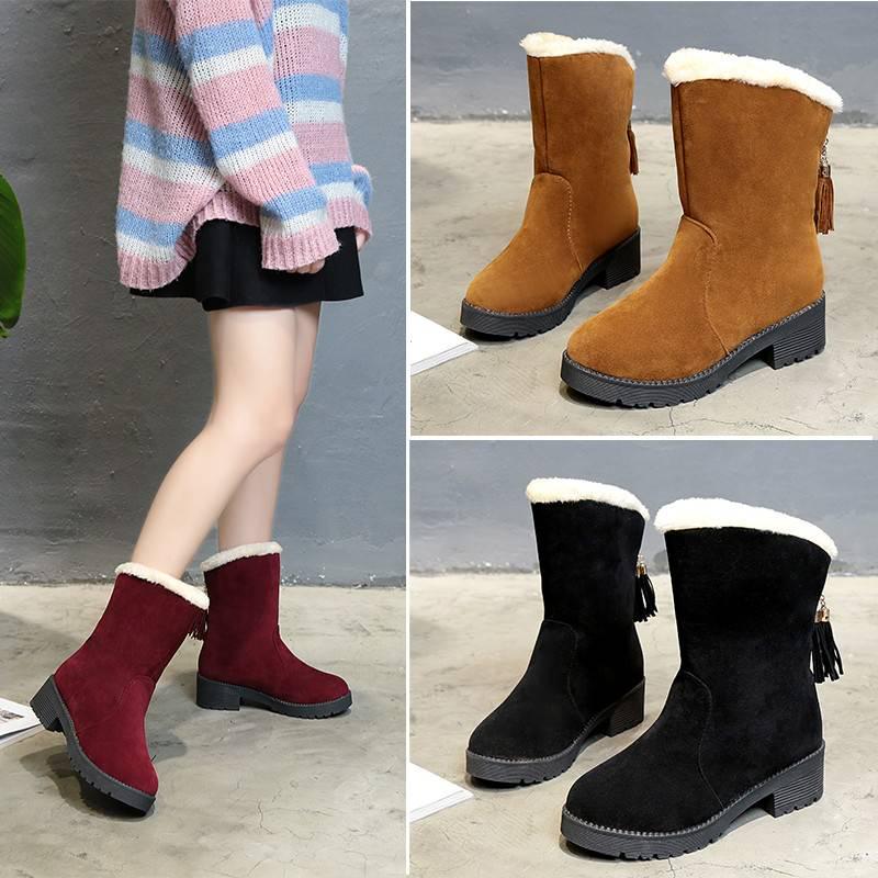 Women Boots Women Winter Fur Snow Boots Ladies Warm Wool Booties Ankle Boot Women Cotton Shoes