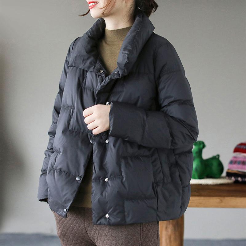 2021 New Winter Women Down Coat Ultralight Collarless Duck Down Jacket Portable Female Padded Parkas Stand Collar Puffer Overcoat