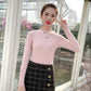 Winter letter embroidered turtleneck sweater bottoming female  long sleeve pullover Slim sweater