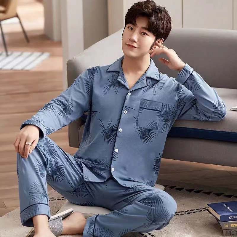 Pure Cotton Pajamas Men's Autumn and Winter New Men's Middle-aged and Young Men Can Wear Home Service Suits