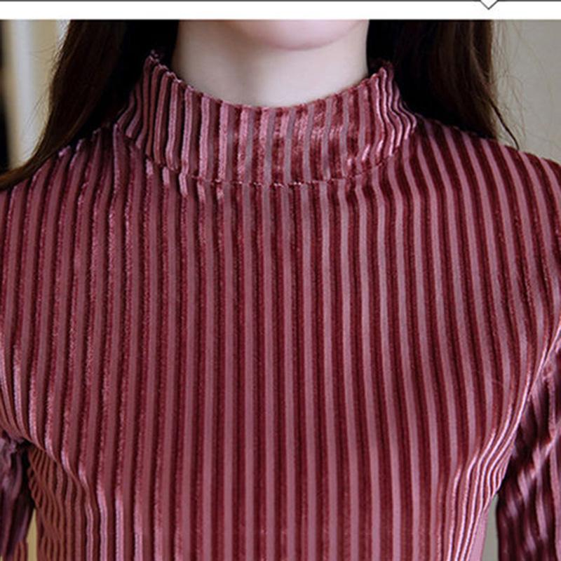 Women's Bottoming Shirt Long-sleeved Autumn Gold Velvet Small Shirt Autumn and Winter T-shirt Warm Jacket Temperament Inside
