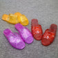 Jelly Transparent Crystal Plastic Flat-heeled Women's Slippers Ladies Summer Slope with Thick-soled Outdoor Sandals and Slippers Plastic Large Size