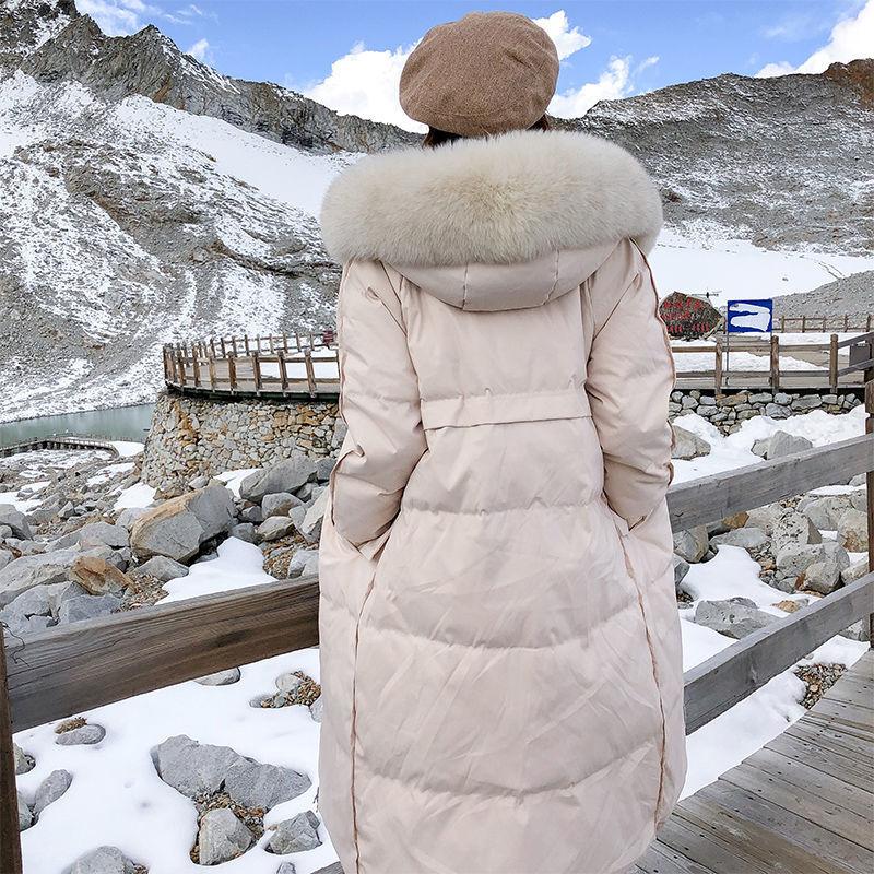 Fashion Trend Loose Casual Hooded Fur Collar Women's Down Jacket Autumn and Winter Plus Velvet Thickening Warm White Duck Down Jacket