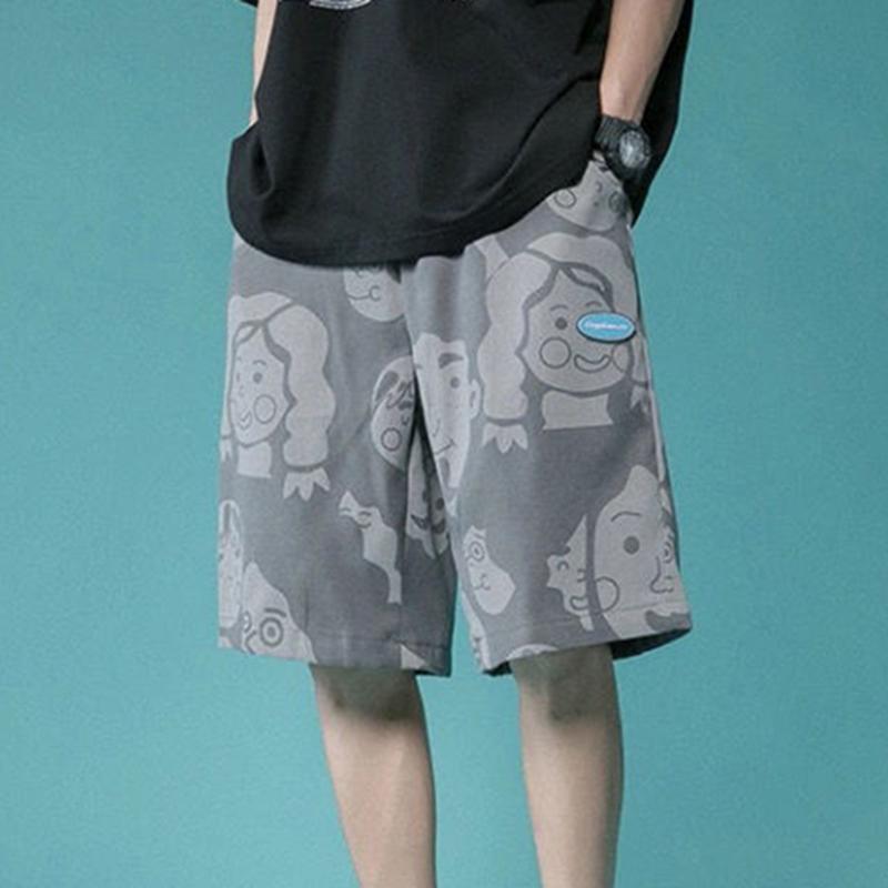 Summer Literary Casual Shorts Men Wear Hip-hop Five-point Pants Korean Version of The Trend Straight Loose Beach Pants