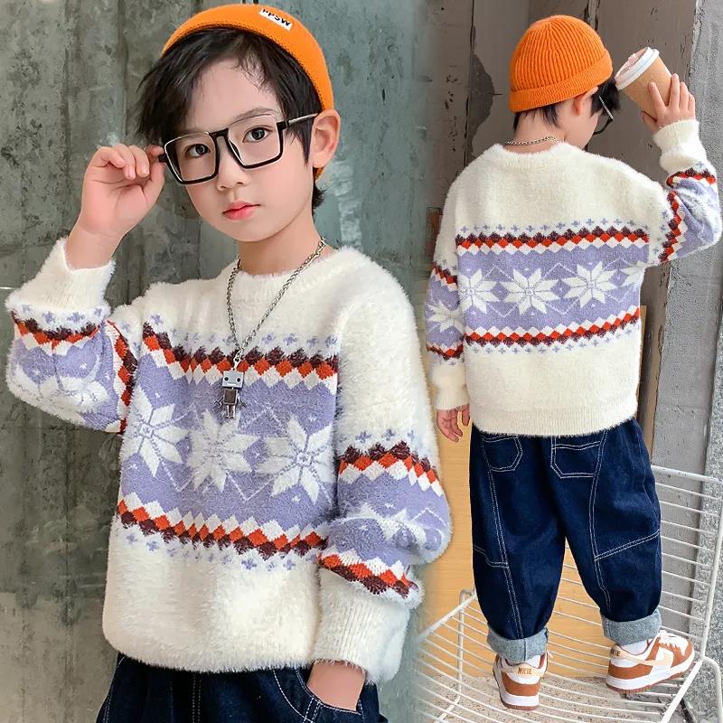 Boys and Girls Sweaters Autumn and Winter Children's Clothing Thickened Warm Bottoming Sweater Knitted Sweater