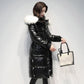 Women's Down Padded Jacket Long Over The Knee Winter Thickening Korean Loose Shiny Cotton Warm Jacket