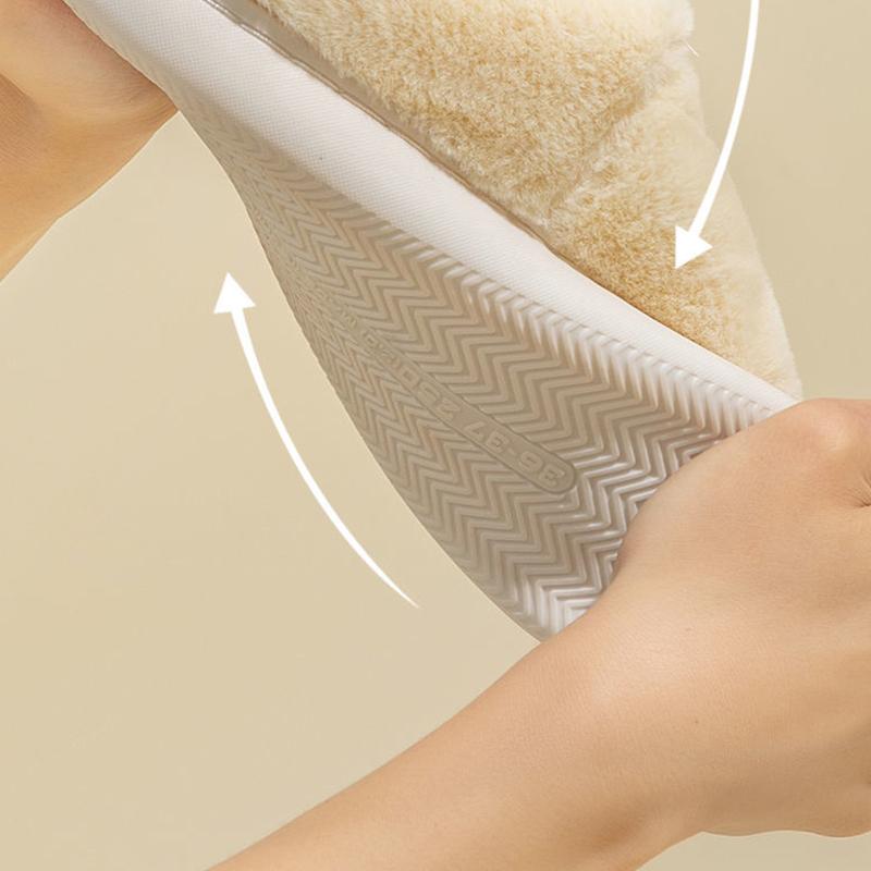 Winter House Women Fur Slippers Soft Memory Foam Sole Cute Cartoon Bedroom Ladies Fluffy Slippers Couples Plush Shoes
