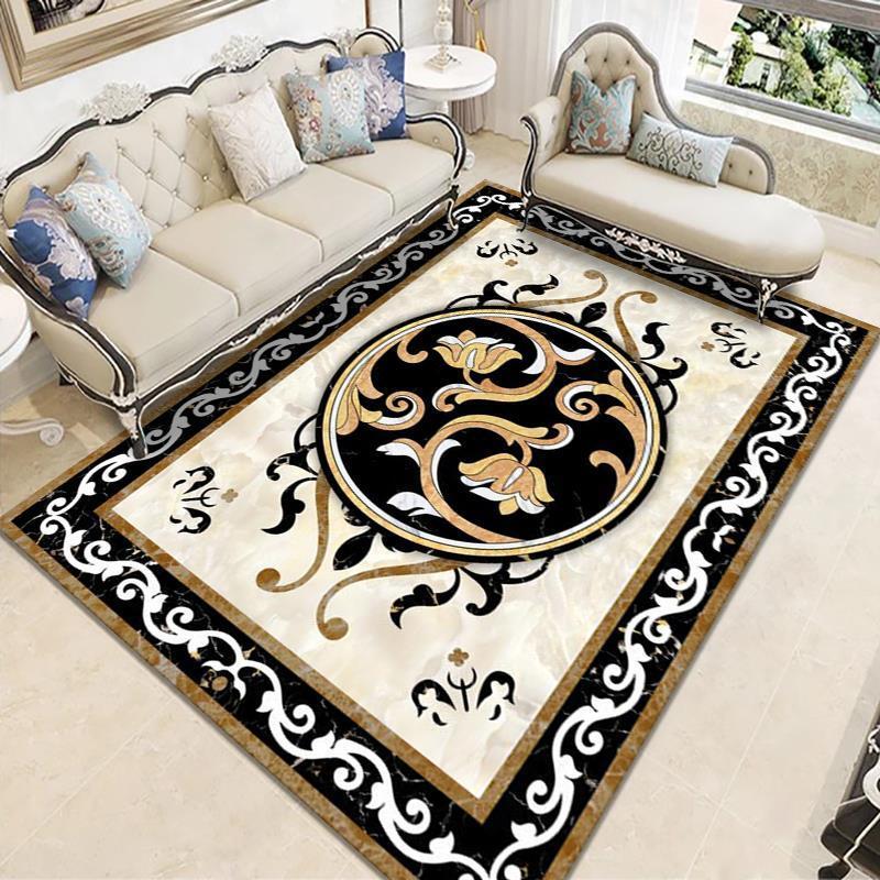 Square Floor Mats Marble Pattern Bedroom Bedside Blanket Household European Style Living Room Carpet