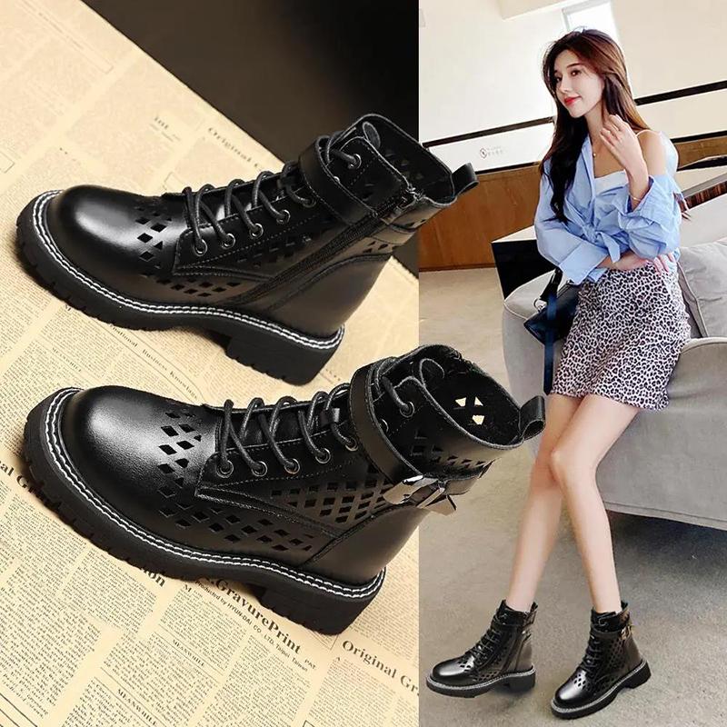 Women's Summer Thin Martin Boots All-match British Style Breathable Single Boots Mesh Cutout Boots