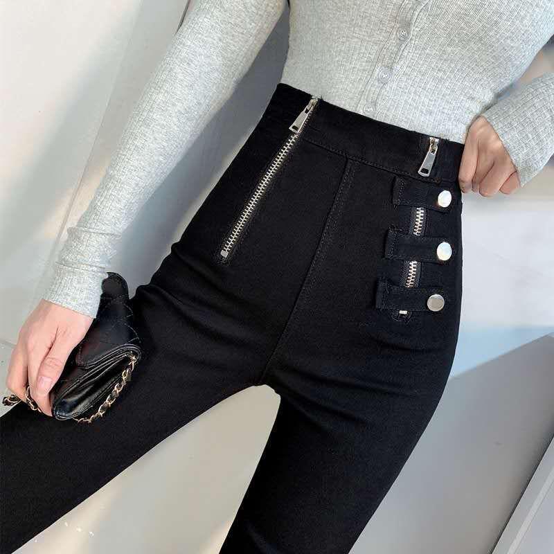 WTEMPO Women's Super High Waist Leggings Can Be Worn Outside Cotton Black Pants Look Thin Tight Stretch Trousers