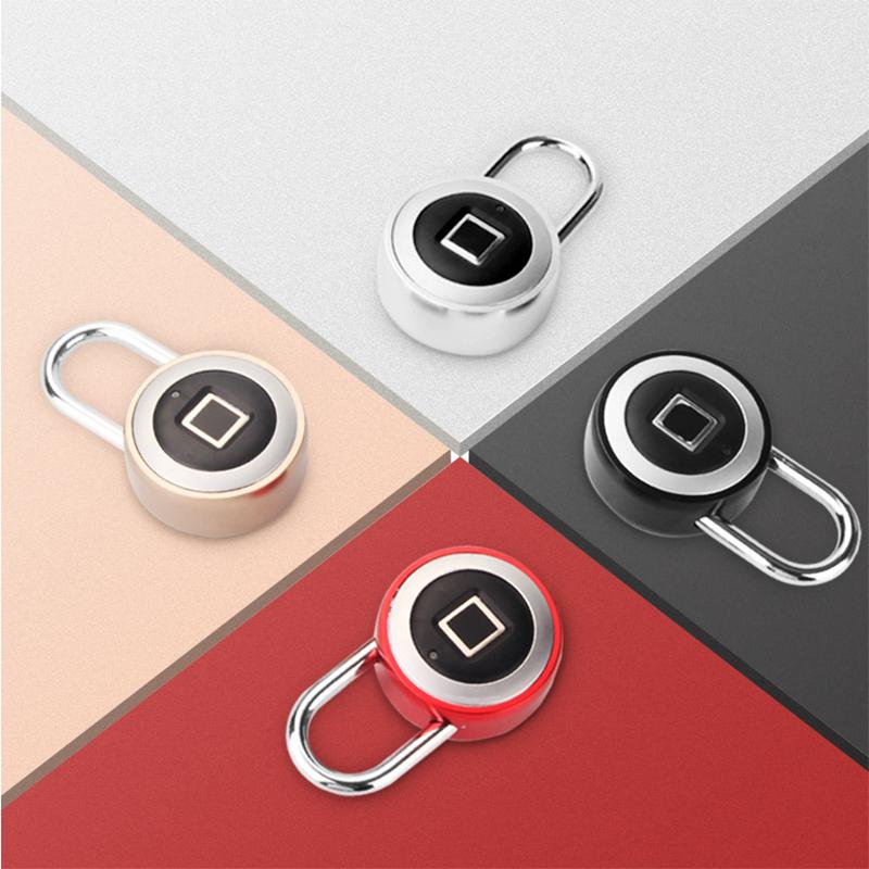 Fingerprint Padlock Intelligent Small Lock Dormitory Cabinet Lock Password Fingerprint Anti Theft Lock Warehouse Gym Fingerprint Padlock