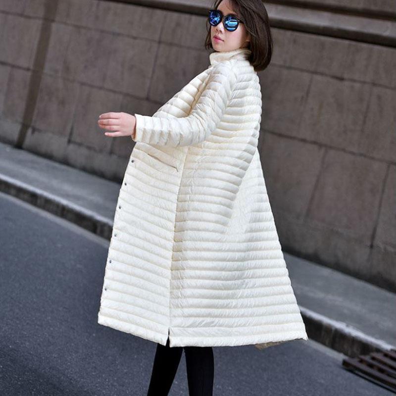Long Down Jacket Women's Winter Lightweight Over-the-knee Korean Slim Slimming Stand-up Collar Super Lightweight Jacket