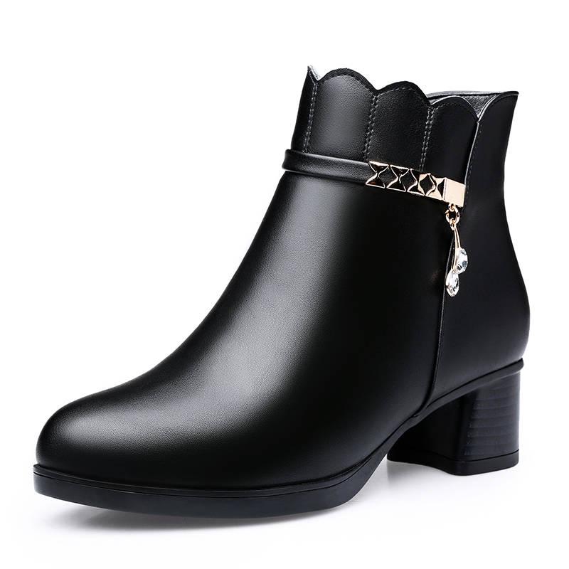Pointed Toe PU Fashion Women Ankle Boots Sewing Platform Vintage Chelsea Boot Square Heel Zip Casual