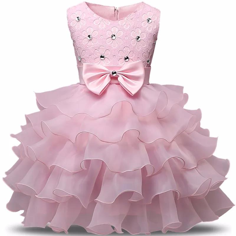 Girls Sleeveless Puffy Princess Dress Children's Wedding Dress Show Dress Bow Girls Cake Dress Sweet Waist A-line Skirt
