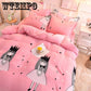 4pcs Star/cartoon Pattern Quilt Cover Warm Thick Cotton Soft Bed Sheet King Size Reactive Printing Bedspread