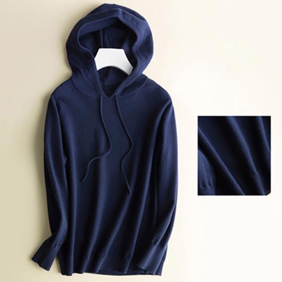 Autumn and Winter New Knit Sweater Women's Head Loose Bottom Solid Color Long-sleeved Hoodie