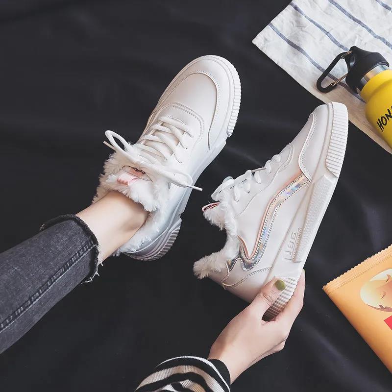 Women Autumn and Winter Cotton Shoes All-match Sports White Shoes Women's Low-top Casual Canvas Shoes