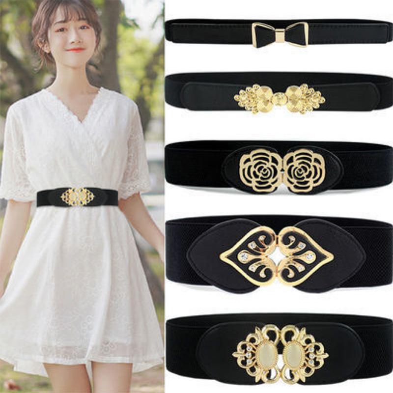 Retro Ethnic Belt Women's Decorative Dress Elastic Waist Wide and Narrow Elastic Belt Sweater