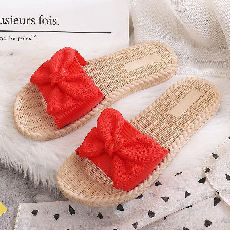 Slippers Women's Outer Wear Beach Slippers Korean Fashion All-match Sandals and Slippers Bow Slippers Non-slip Slippers