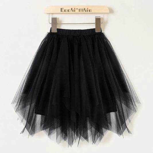 Autumn Spring Summer Casual Girls Summer Thin Mesh Skirt Korean Irregular Short Skirt Pleated Skirt Tutu Skirt