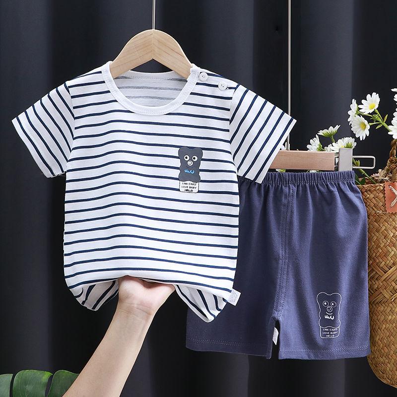 Children's Short-sleeved Suit Cotton Baby T-shirt Boys Summer Children's Clothing Girls Shorts Baby Clothes Summer Clothing