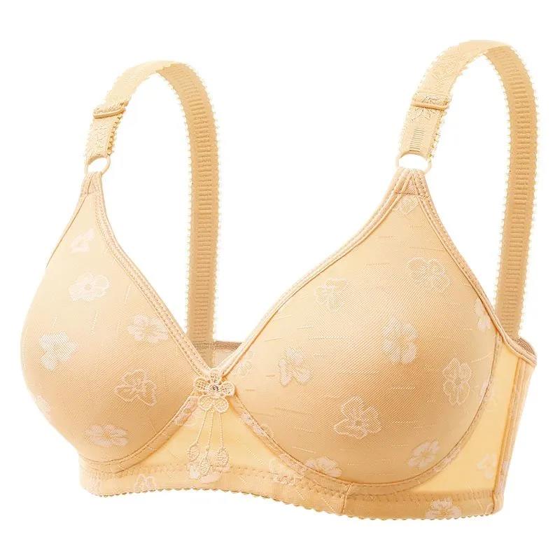 Large Size Thin Skin-friendly Cotton Jacquard Anti-receiving Side Milk No Steel Ring Gathering Comfortable Women's Underwear Bra