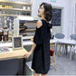 Summer Loose Strapless Bowknot Dress Loose and Thin Skirt Women's Mid-length Round Neck Strapless Simple Loose Dress Casual and Comfortable