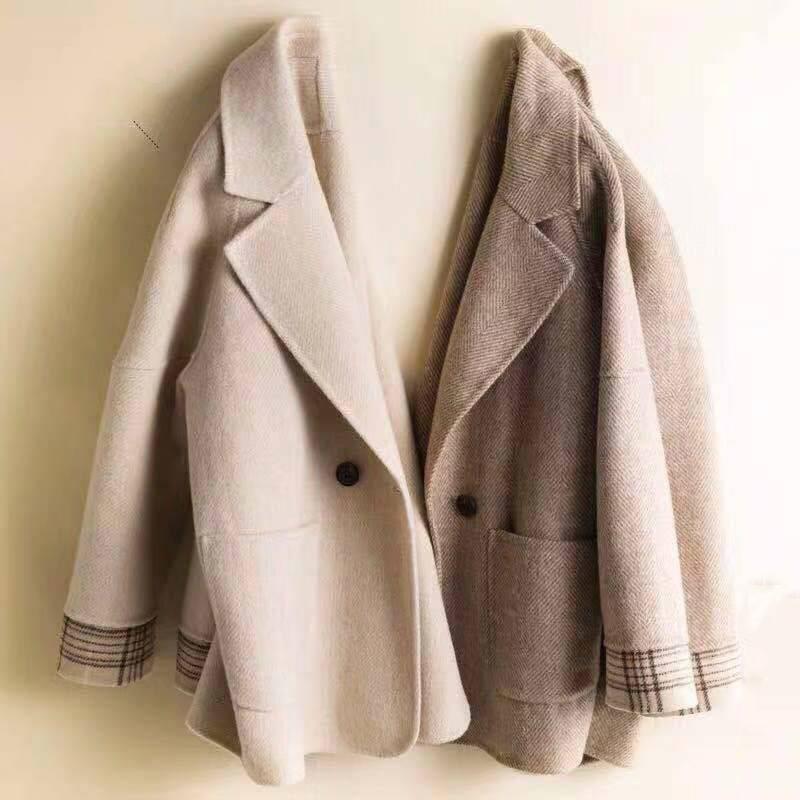 Woolen Coat Autumn and Winter Turn-Down Collar Wool Female Jacket Coat Female Coat Casual Windbreake
