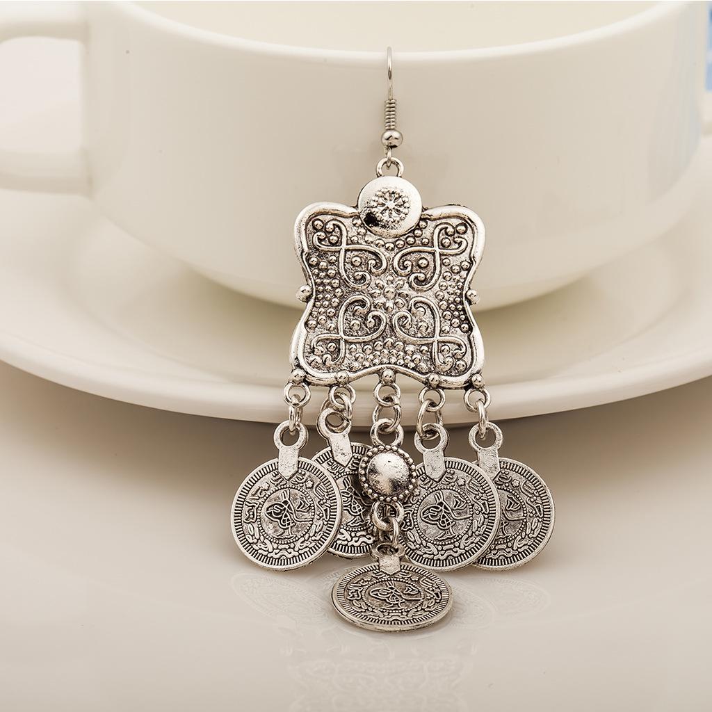 Fashion Vintage Ethnic Style Earrings Punk Style Ladies Tassel Coin Earrings Earrings