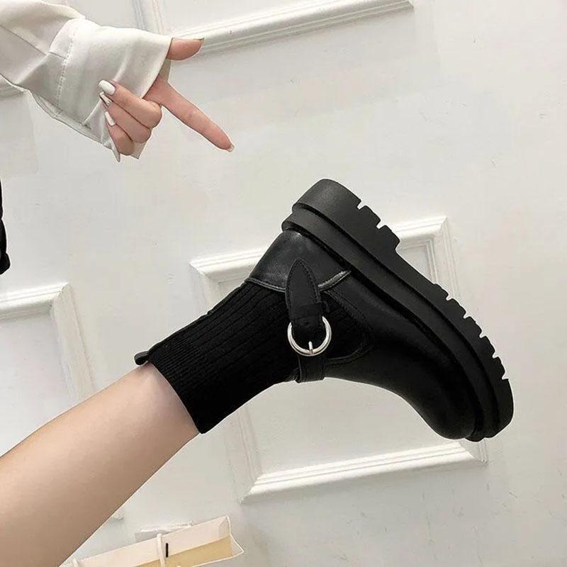 Spring and Autumn Elastic Boots Women's Socks Boots Thick Martin Boots British Style Chelsea Boots Single Boots