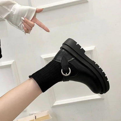 Spring and Autumn Elastic Boots Women's Socks Boots Thick Martin Boots British Style Chelsea Boots Single Boots