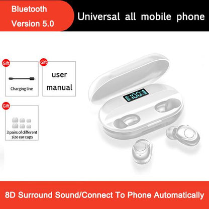 Bluetooth Earphones Mini LED Display Headphone Stero Sound 2200mah Power Bank Sport Wireless Headset