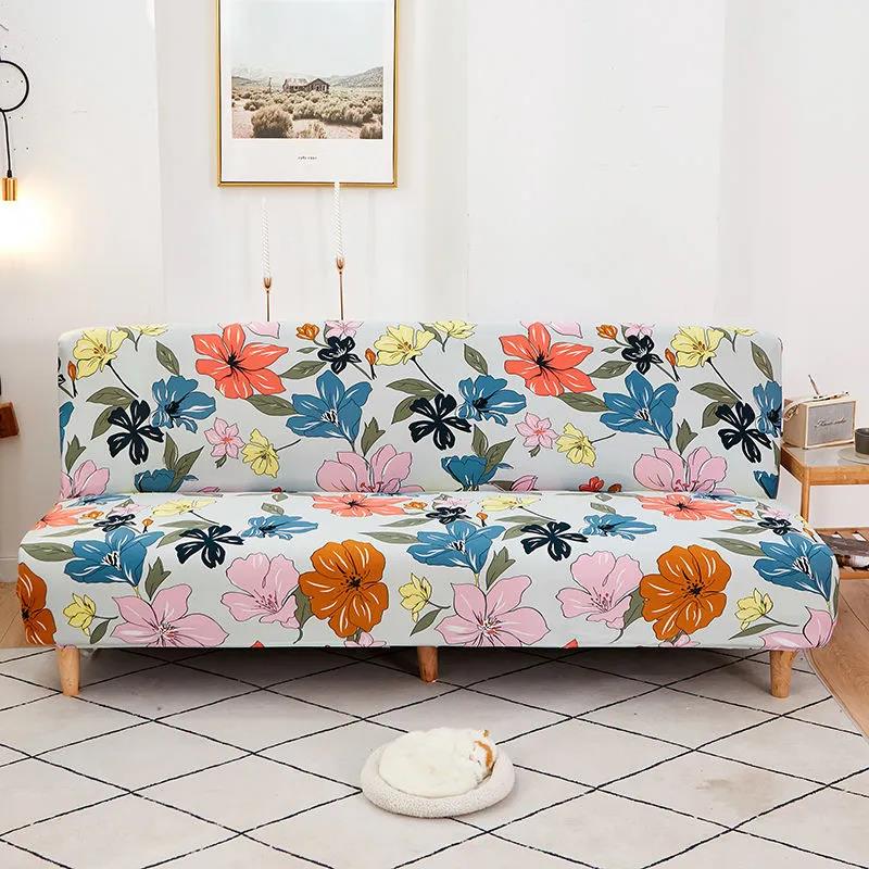 Nordic Style Folding Sofa Bed Cover Elastic All-inclusive Universal Armrestless Sofa Cover