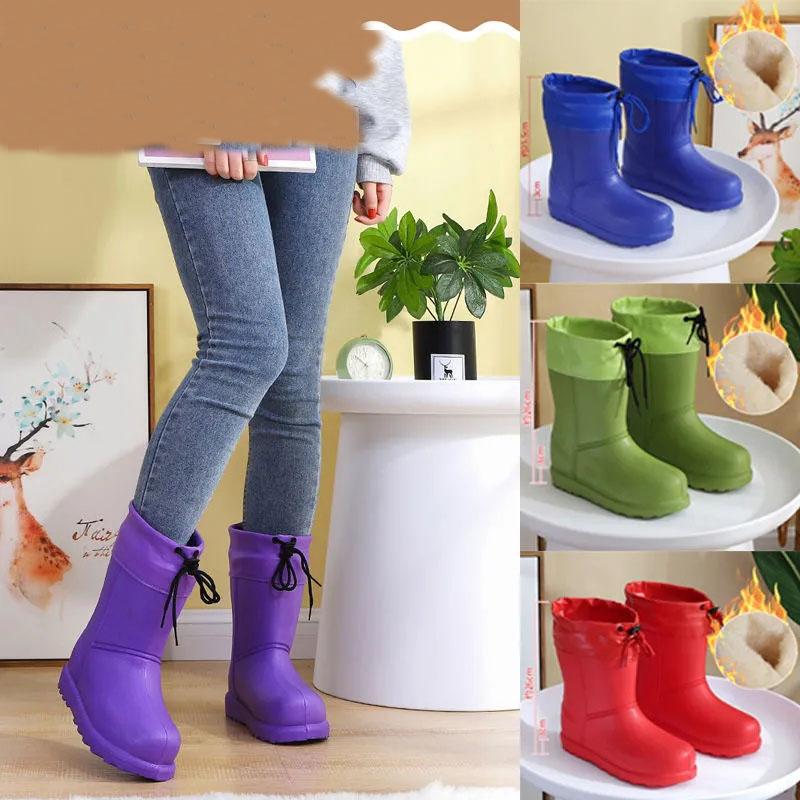 Winter Warm Outdoor Waterproof Snow Boots Women's Boots Non-slip Flat-bottomed Tube Thickened Plus Velvet Cotton Shoes Cotton Boots