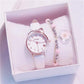 Cute Girl Watch with Gift Box Student Simple College Style Watch  Transfer Beads Bracele Birthday Gift Waterproof Quartz Watch