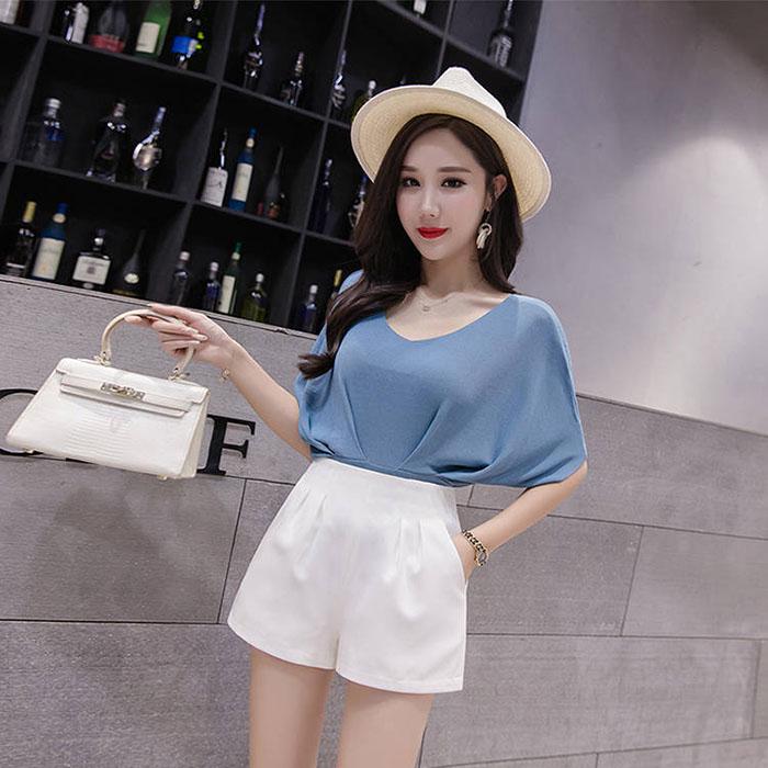 Women Elasticated High-waist Chiffon Shorts Anti-light Slim Students Casual Mini A Pants