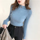 Women Warm Sweater Turtleneck Collar Female Solid Color Long Sleeve Slim Fit Pullover Sweater
