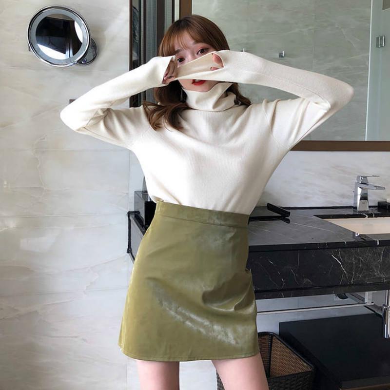 Pofulve Heap Pile Collar Sweater Women's Winter Loose Pull-ups Wild High-neck Sweater Undershirt
