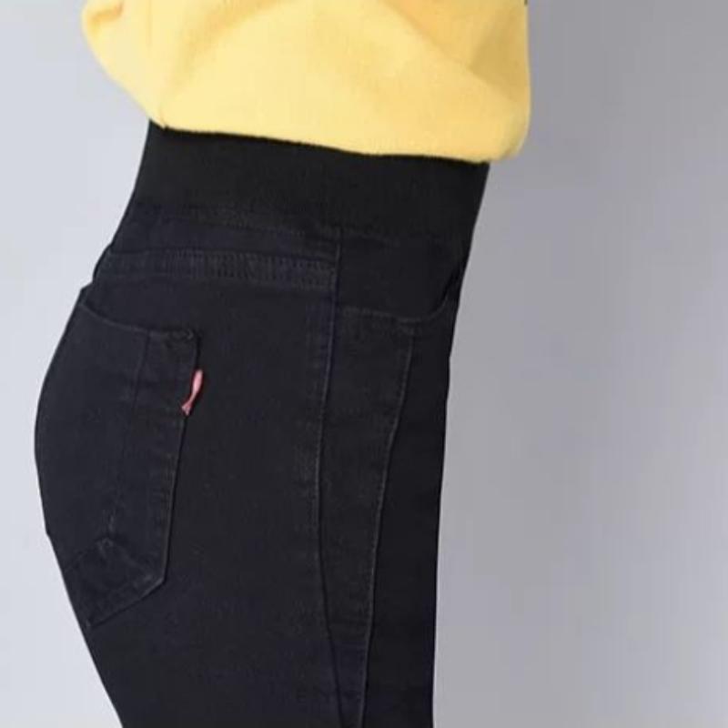 Large Size High Waist Jeans Women's Fat Spring and Autumn Stretch Slim Slimming Pencil Long Pants with Small Feet
