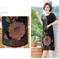 Women's Clothing Large Size Loose Chiffon Dress Round Neck Short Sleeve Printing Knee-length