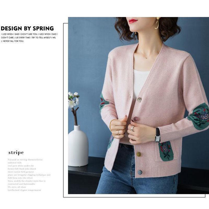 Autumn and Winter Knitted Sweater Cardigan Loose Large Size Top Simple Short Middle-aged Women Jacket