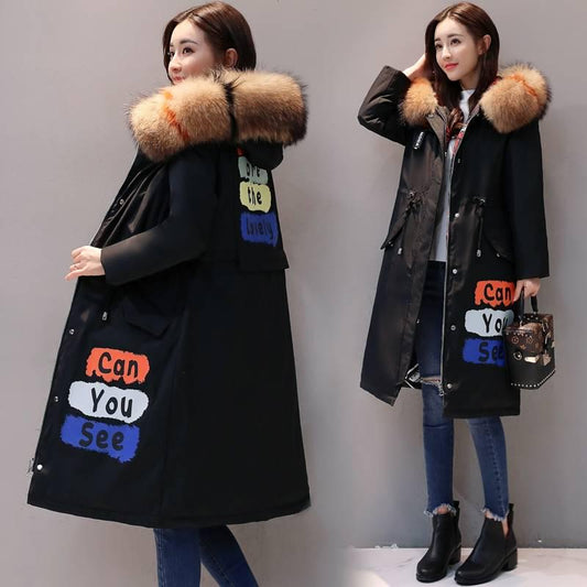 Double-sided Down Jacket Women's Mid-length Winter Thickened Slim White Duck Down Fur Collar Coat