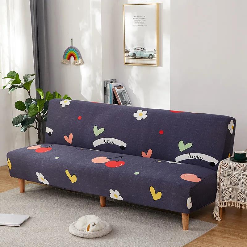 Prints Stretchable Brushed Folding Sofa Bed Cover Universal Armless Sofa Cover Colorful Series