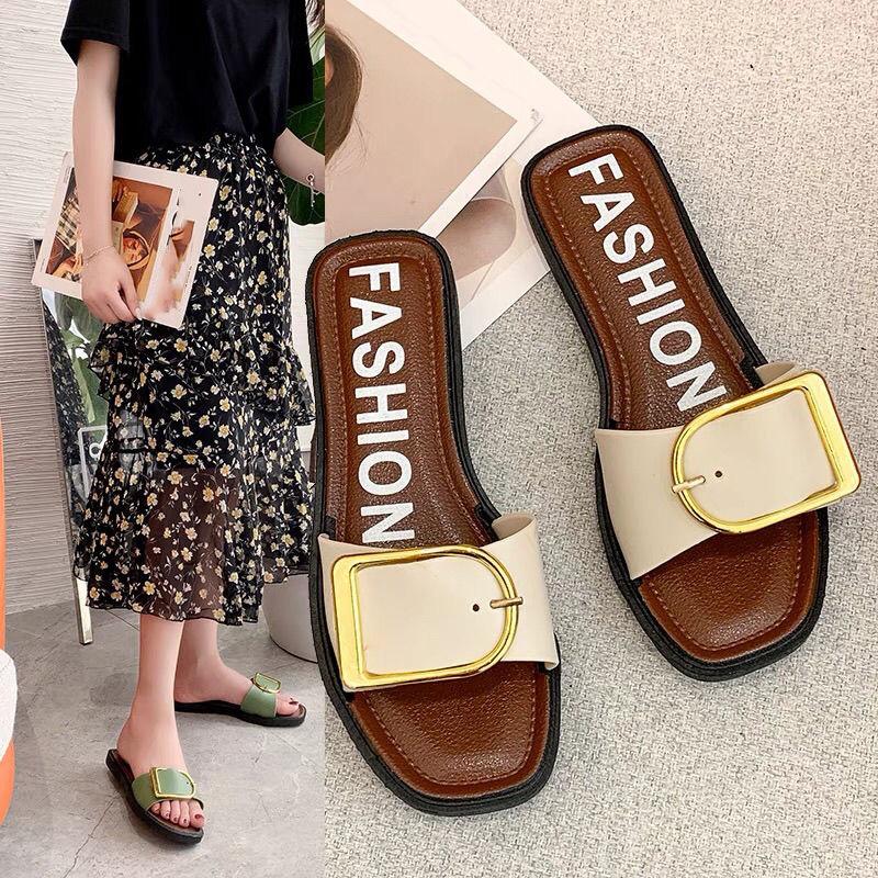WTEMPO Slippers Women Square Head Flat  Indoor Non-slip  Flip Flop Beach Bedroom Home Go Out One Size too Small