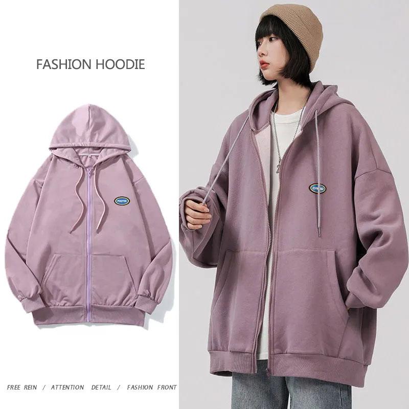 Women's Autumn Korean Style Hooded Cardigan Sweater Ladies Loose and Lazy BF Wind Ins Jacket Casual Zipper Cardigan